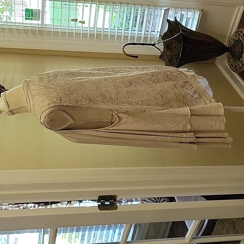 Nine West Vintage America beige/taupe embroidered back draped front vest XL EUC…